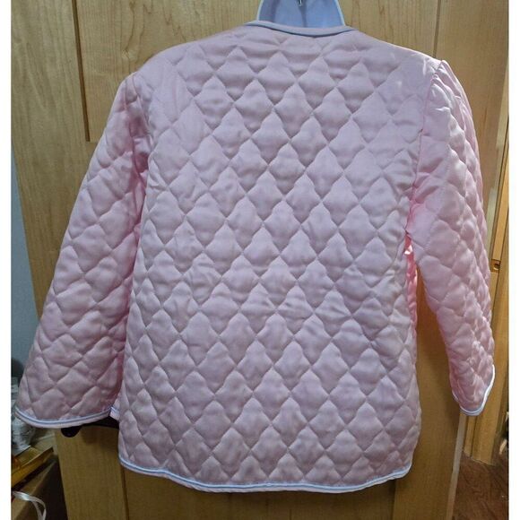 Vintage Appel Quilted Pink Satin Robe Jacket With Floral Embroidery & Buttons - Picture 4 of 9